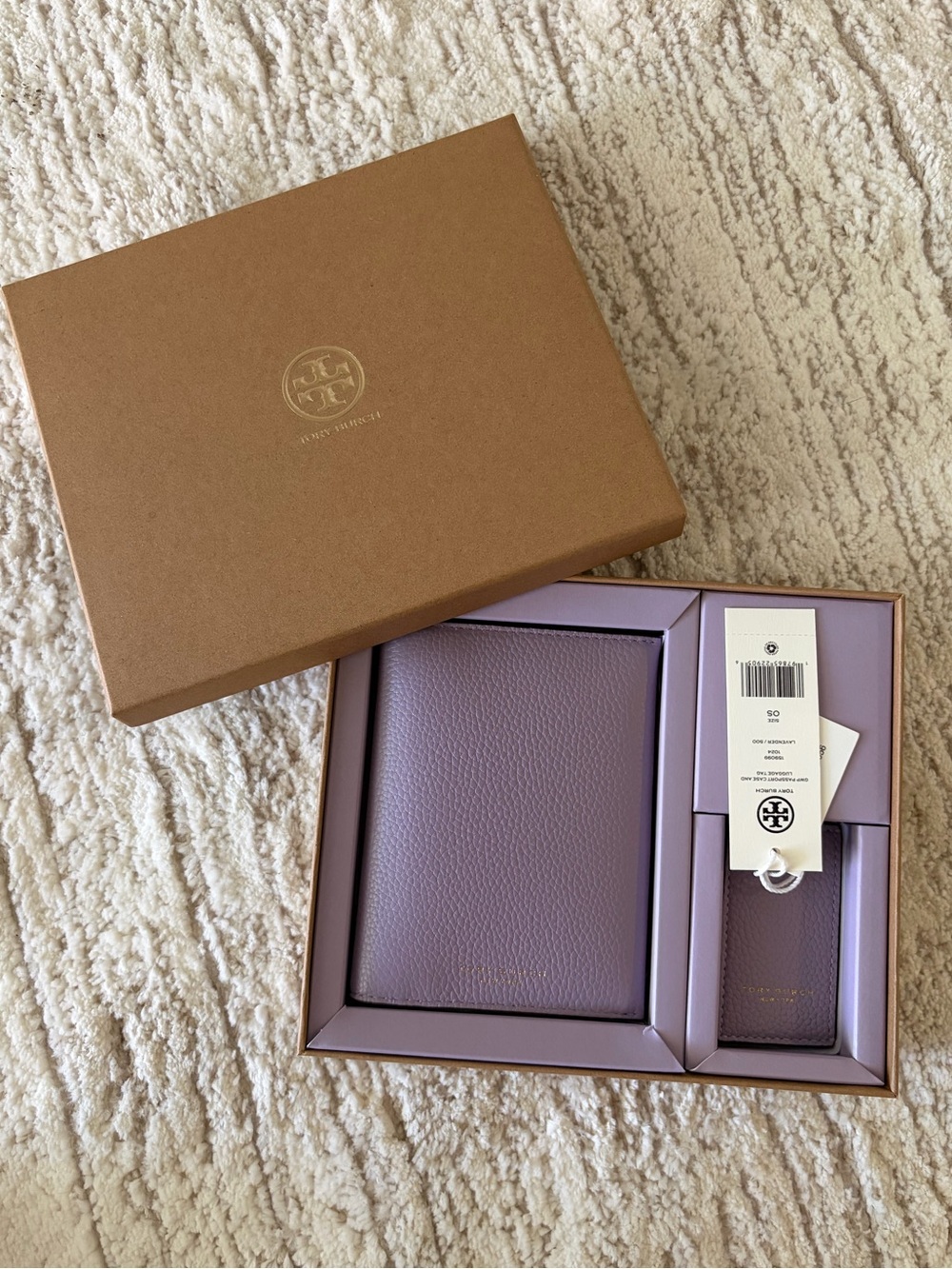 Tory Burch Lavender Passport Cover and Luggage Tag Travel Gift Set